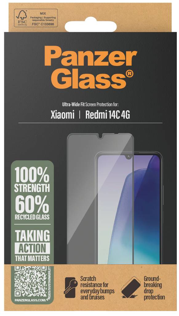 Фото - Захисне скло для смартфону PanzerGlass Screen Protector Xiaomi 14C 4G, Ultra-Wide Fit (PG_PGRNUWFG58421)
