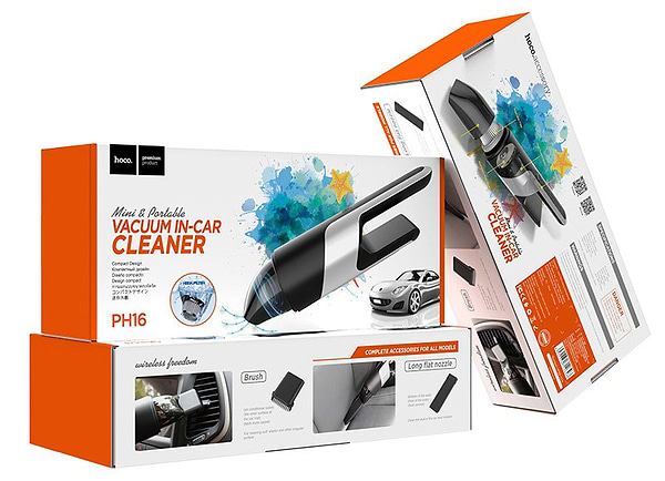 Фото - Пылесос ручной для автомобиля HOCO PH16 Azure portable vacuum car cleaner Black silver (6931474712646)