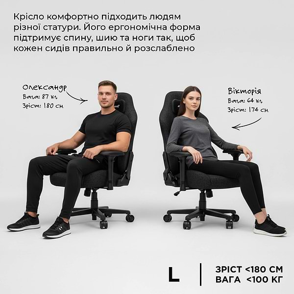 Фото - Крісло для геймерів Anda Seat Phantom 3 Size L Grey (AD18Y-06-G-F)