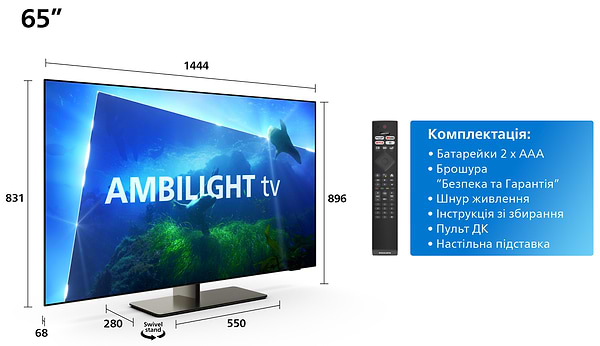 Фото - Уцінка - Телевізор Philips 65OLED818/12