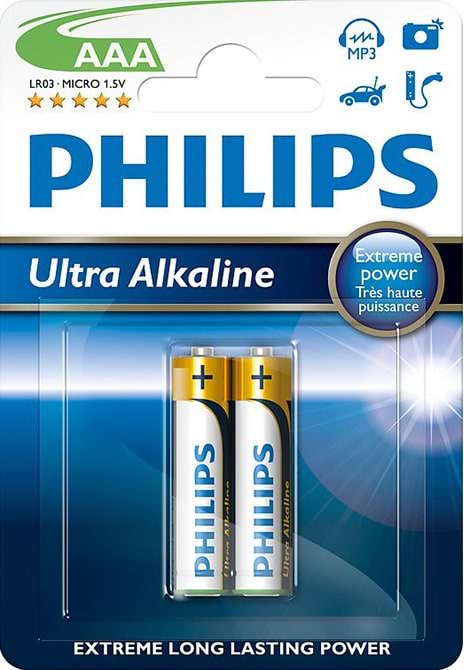 Батарейка тип AAA Philips Ultra Alkaline LR03-E2B (LR03E2B/10)