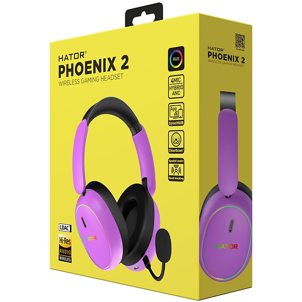 Фото - Гарнитура беспроводная игровая Hator PHOENIX 2 Hi-Res (ESH42) Wireless Cyber Violet