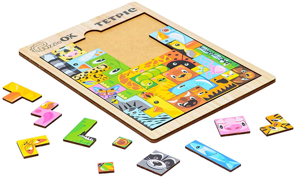 Фото - Головоломка PuzzleOk Развивающая деревянная игрушка "Тетрис Животные" (Puz-22924)