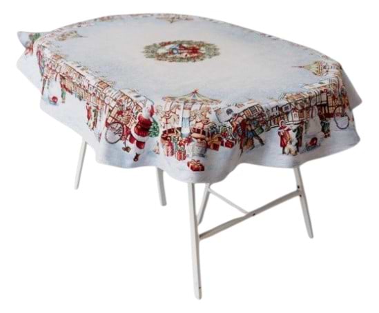 Скатертина овальна Прованс Новорічна гобеленова Carousel 135х240 см (041795)