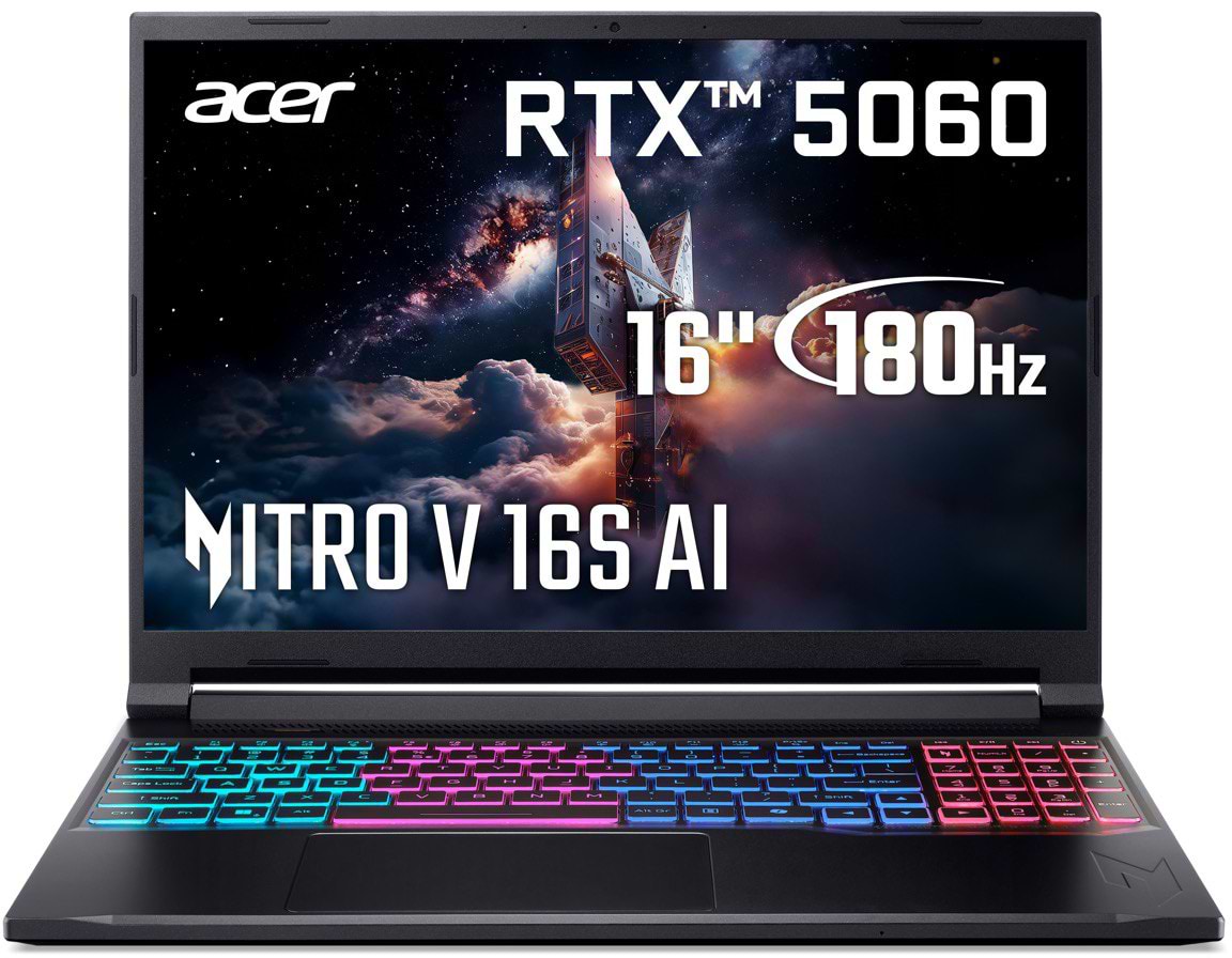 Ноутбук игровой Acer Nitro V 16S AI ANV16S-41-R9TG (NH.U03EU.003) Obsidian Black - Фото 1
