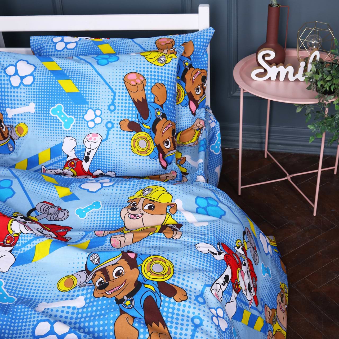 Наволочка MirSon Kids Time 17-0780 Paw Patrol blue Бязь 70х70 (2200011258591)