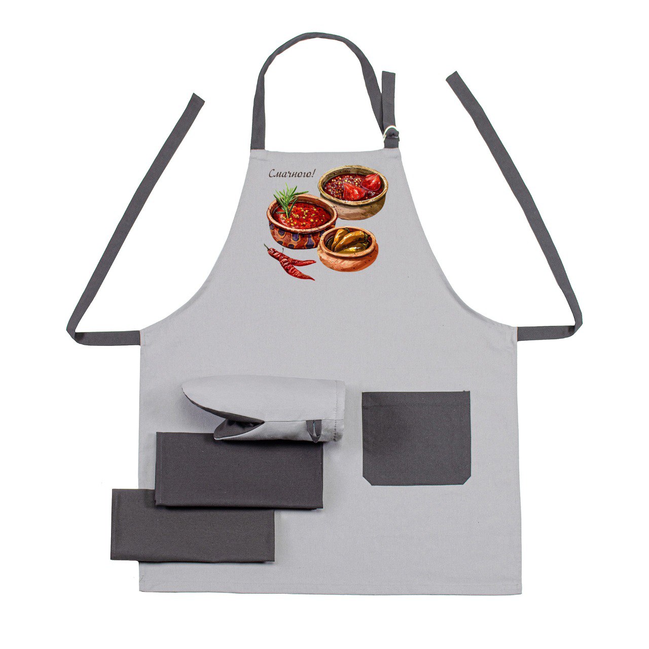 Набір фартух + прихватка Home Line Напівпанама ''Смачного'' + рушник 40х60 - 2 шт. (195582)