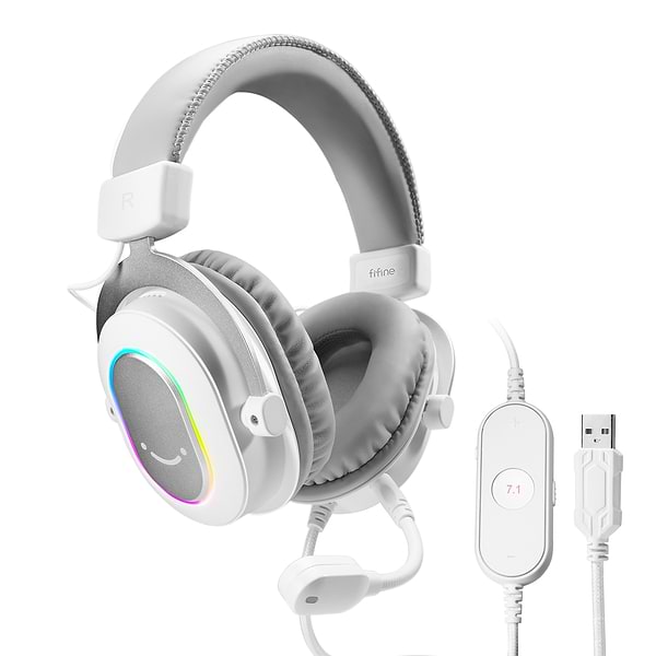 Фото - Гарнітура дротова ігрова Fifine H6 White RGB