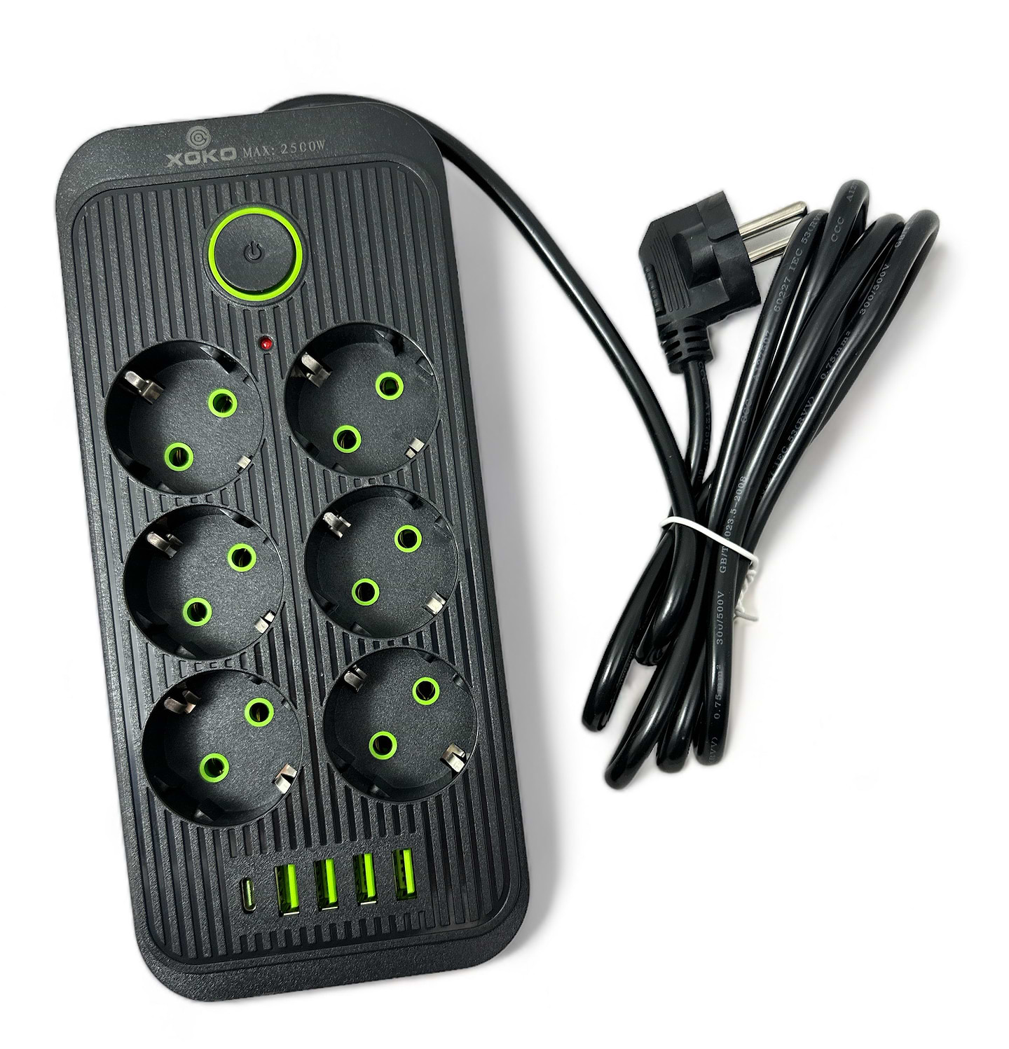 Мережевий фільтр XOKO SP-6-4-1 2 м 6 розетки 5 USB Black (XК-SP6-4-1-BK)