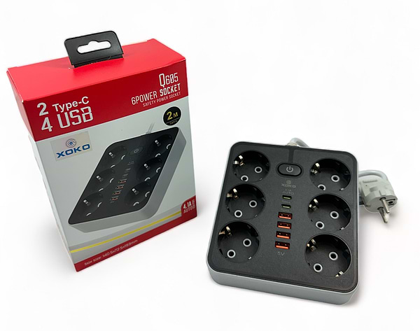 Фото - Уценка - Сетевой фильтр XOKO SP-6-4-2 2 м 6 розетки 6 USB Black (XK-SP-6-4-2-BK)