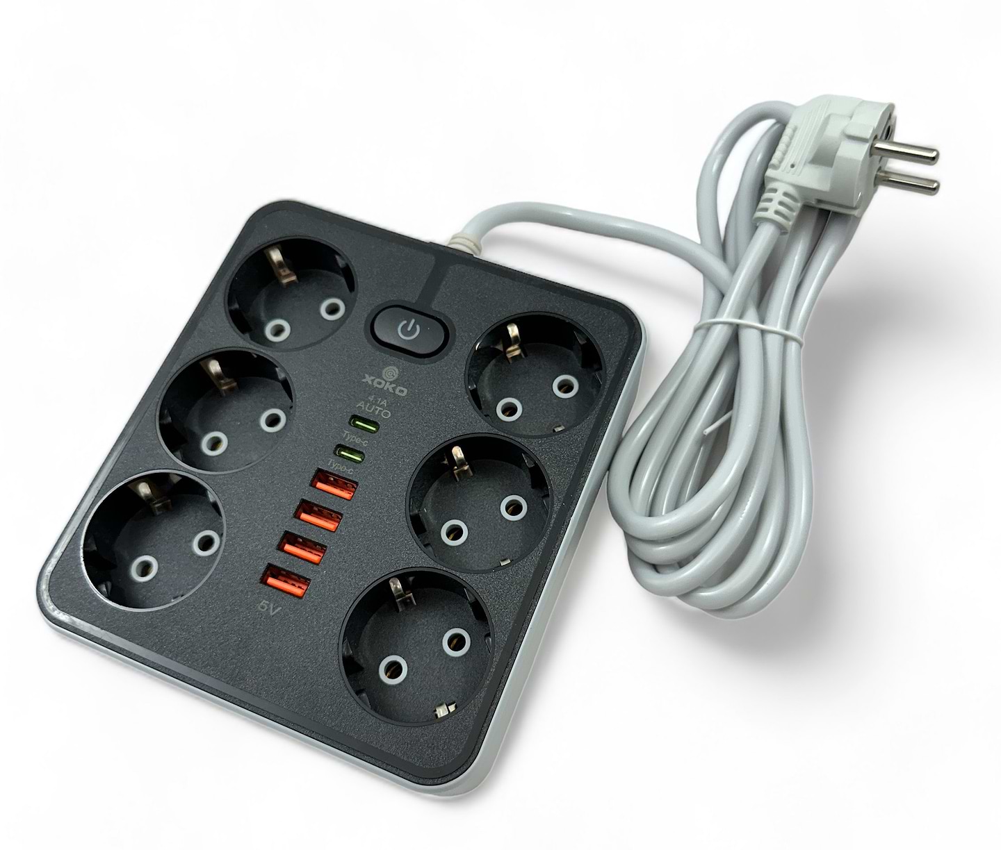 Мережевий фільтр XOKO SP-6-4-2 2 м 6 розетки 6 USB Black (XK-SP-6-4-2-BK) - Фото 1