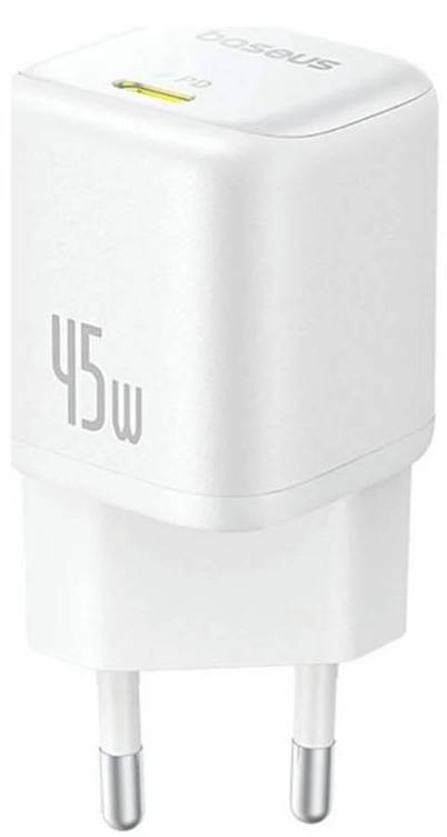 Мережевий зарядний пристрій Baseus PicoGo GaN Fast Charger 1C 45W EU Moon White (P10176800213-00)
