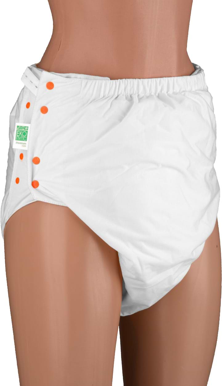 Підгузок багаторазовий для дорослих ЕКО ПУПС Natural Touch Premium S (1), 55-102 см, 1 шт, з вкладишем (Білий) (DANTPIN-01w)