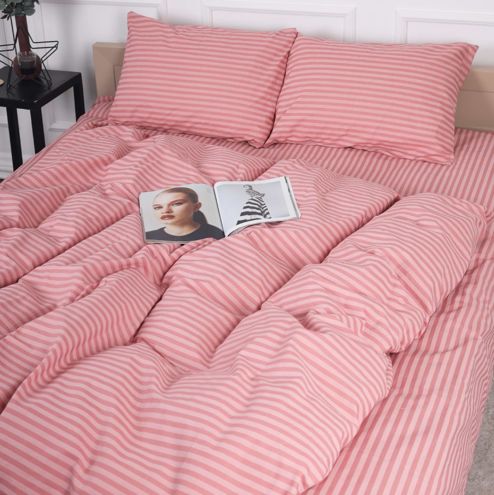 Комплект постельного белья MirSon 160 x 220 17-0607 Stripe Pink Бязь (2200008054151)