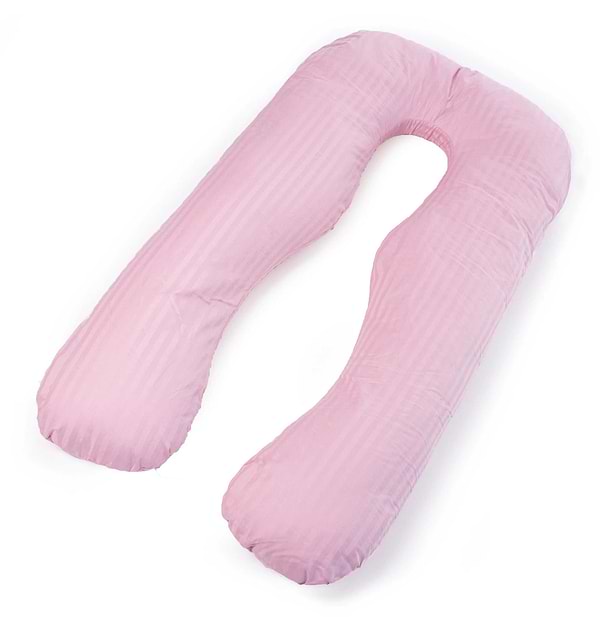 Фото - Подушка для майбутніх мам MirSon U-подібна № 8026 Satin Stripe Pink (2200006178644)