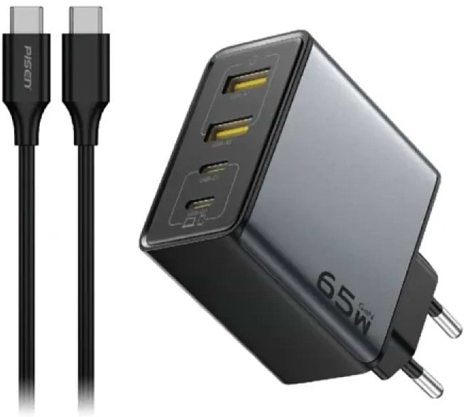 Сетевое зарядное устройство Pisen BOLT Utility 65W 4-Port GaN Fast Charger Cable Set(EU) (TP-C66_Kit)