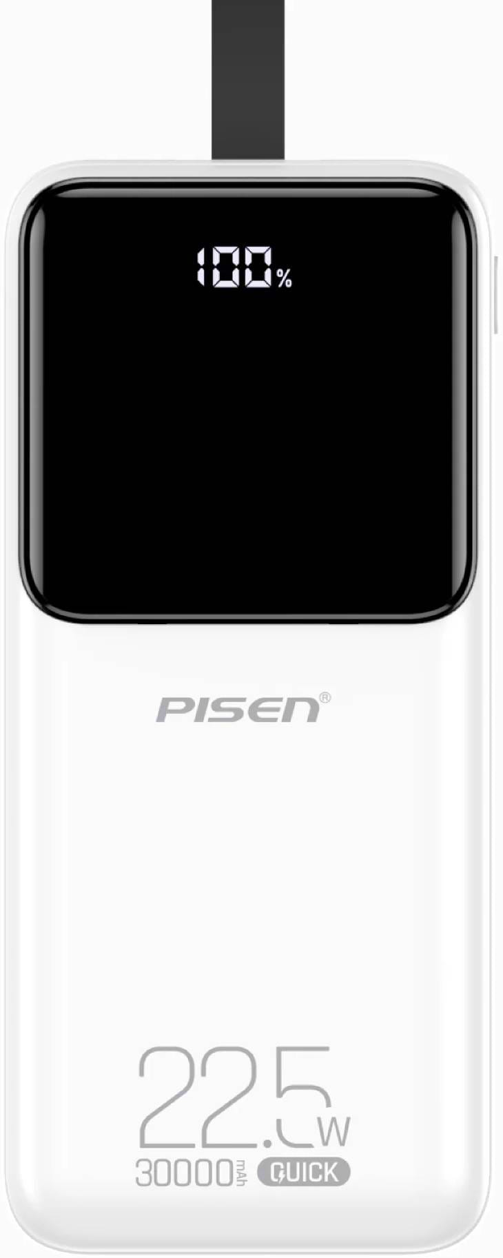 Батарея мобільна Pisen Semi Mirror 22.5W 30000mAh White (TP-D040)