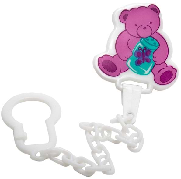 Держатель пустышек Lindo цепочка на клипсе, розовая (Pk 016 роз)