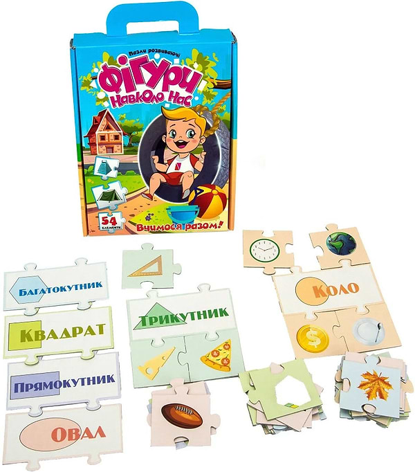 Фото - Настільна гра (до 2 років) Strateg Фігури довкола нас 54 ел. укр. (30911)