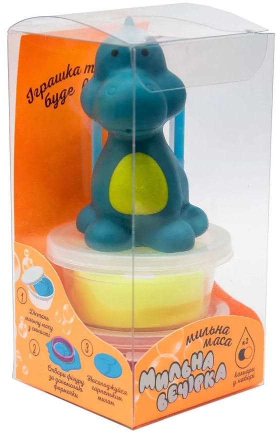Маса для ліплення Strateg Мильна вечірка - блакитний динозавр (укр) (32107)