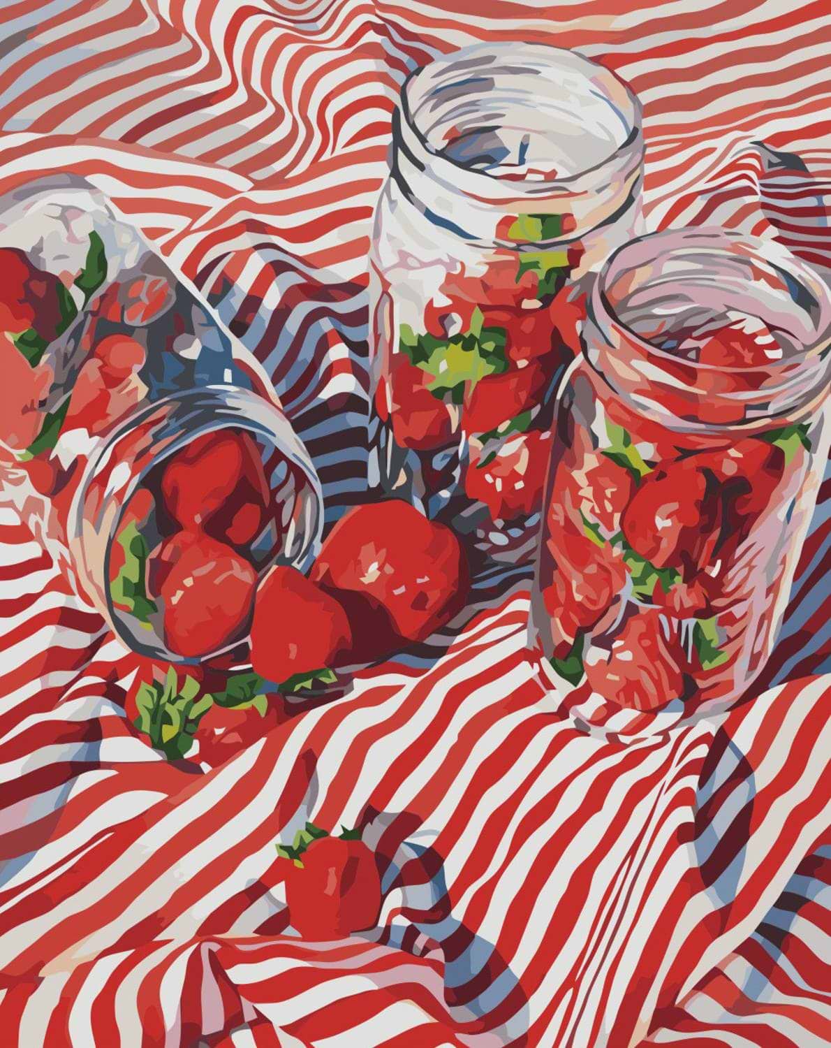 Картина за номерами Strateg Полуничний пікнік 40х50 см (VA-3347)