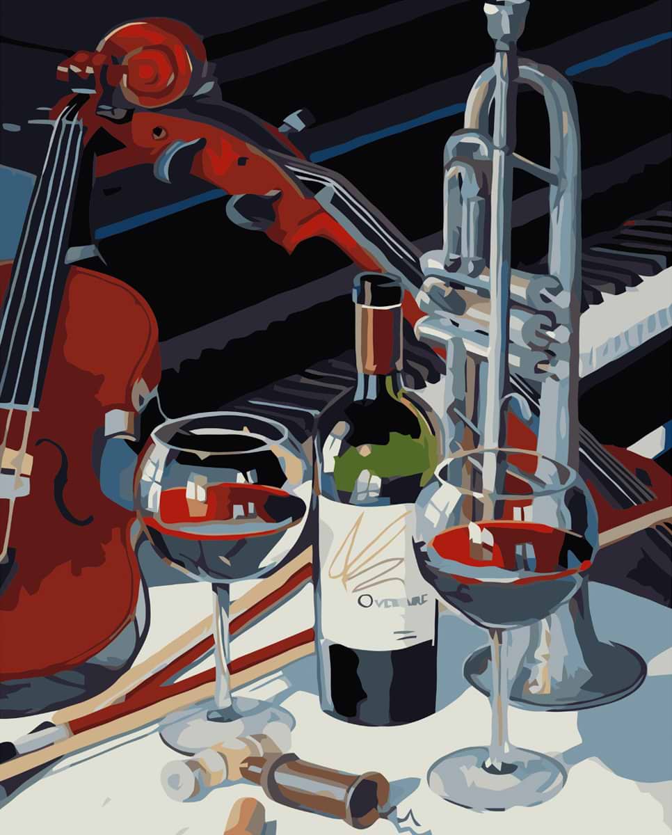 Картина за номерами Strateg Вино під музику 40х50 см (VA-3585)