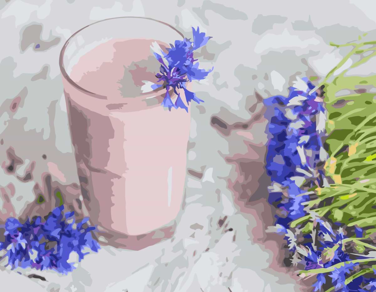 Картина за номерами Strateg Кефір з волошками 40х50 см (SY6761)