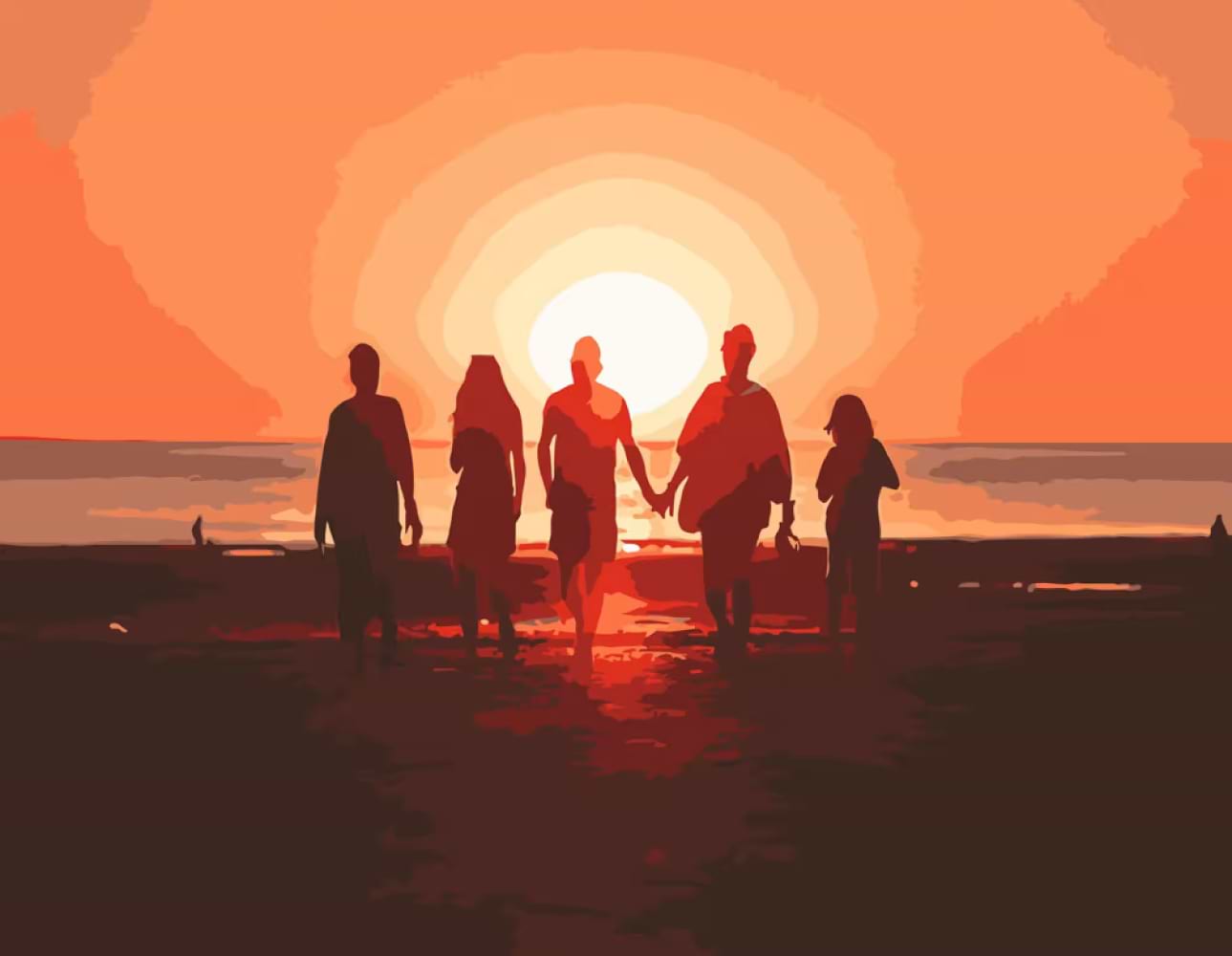 Картина за номерами Strateg Друзі на побережжі 40х50 см (DY076)