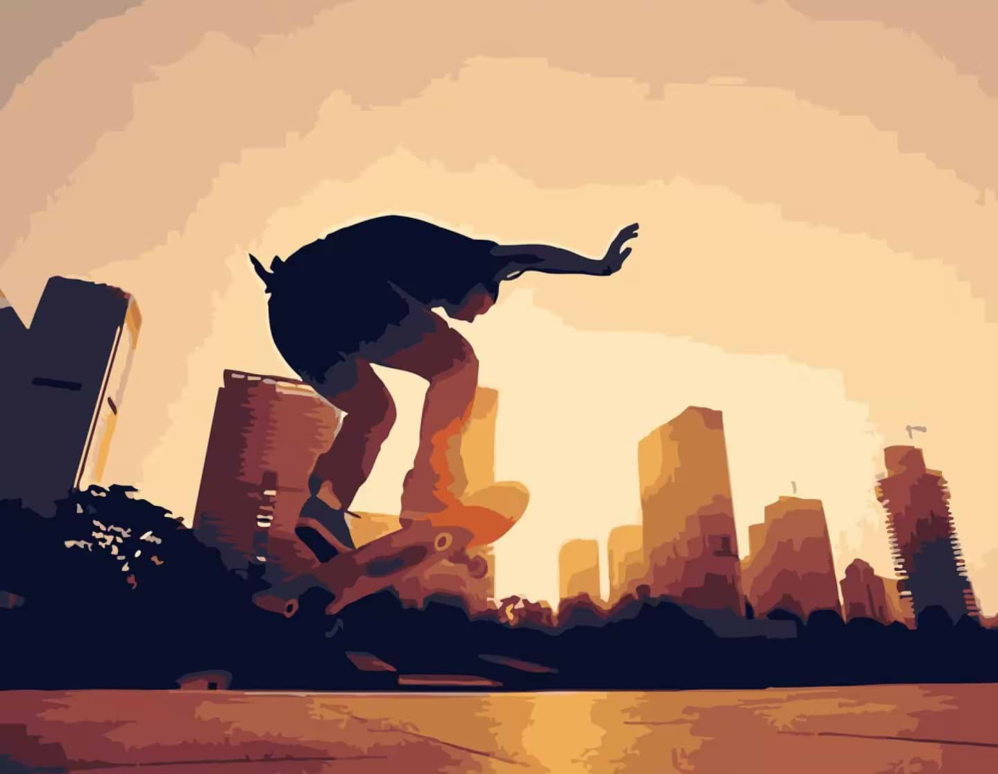 Картина за номерами Strateg Паркур на фону міста 40х50 см (DY112)