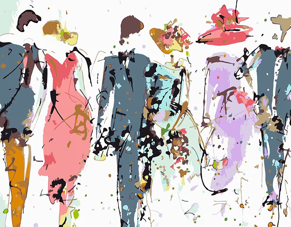 Фото - Картина за номерами Strateg Акварельні постаті 40х50 см (DY133)