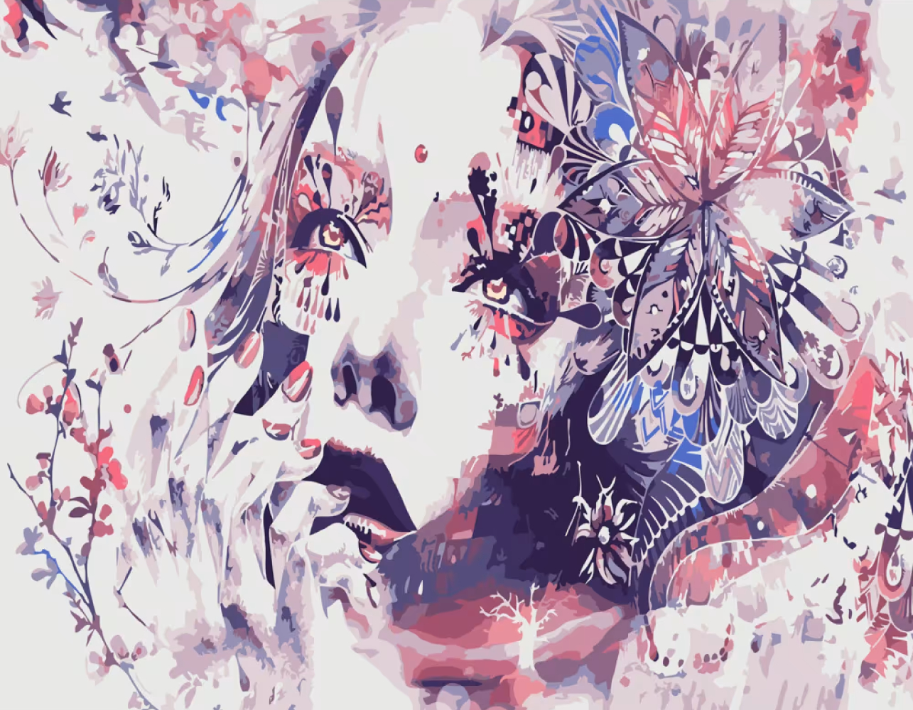 Картина за номерами Strateg Квітковий портрет 40х50 см (DY141)