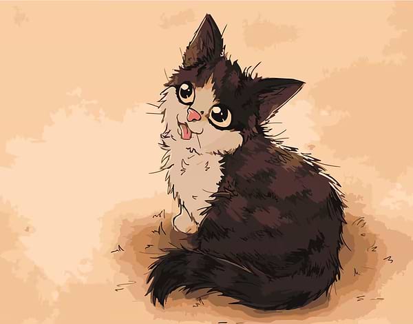 Фото - Картина за номерами Strateg Мультяшний котик 40х50 см (DY190) Фото - Картина за номерами Strateg Мультяшний котик 40х50 см (DY190)