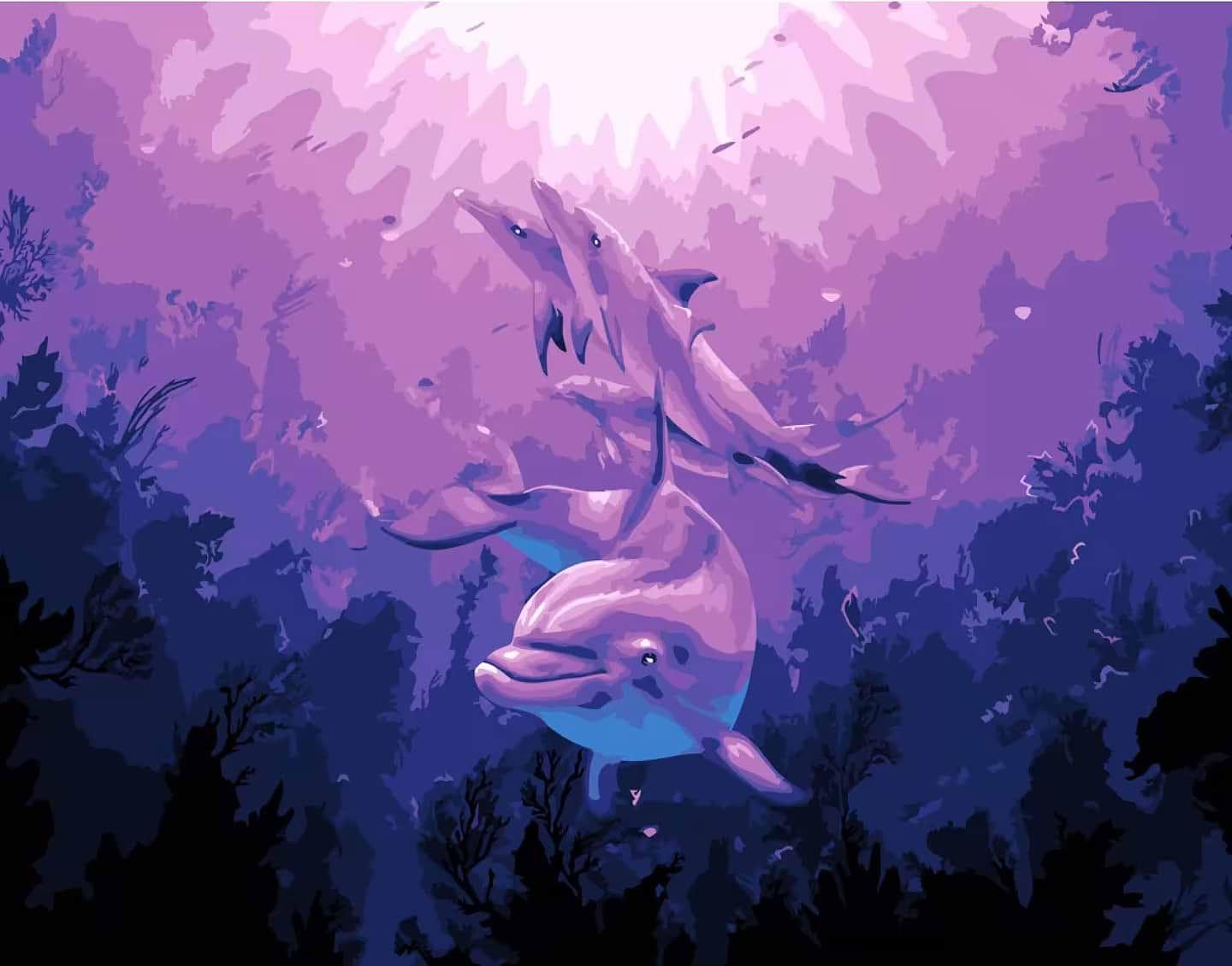 Картина за номерами Strateg Дельфіни 40х50 см (DY204)