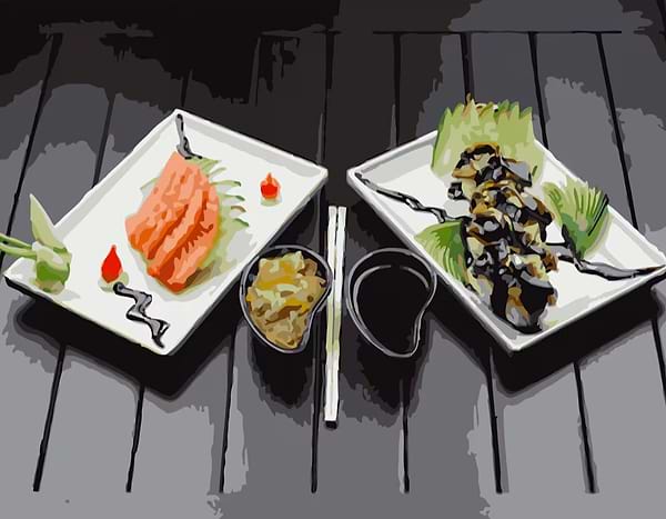 Фото - Картина за номерами Strateg Японські делікатеси 40х50 см (GS286)