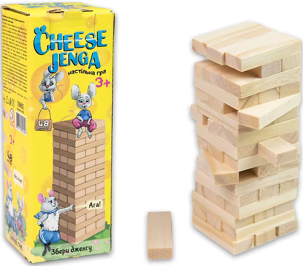 Фото - Настольная игра развлекательная (5-7 лет) Strateg Cheese Jenga 48 брусков (30718)