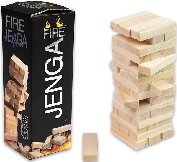 Фото - Настольная игра (5-7 лет) Strateg Fire Jenga 48 брусков (30848)