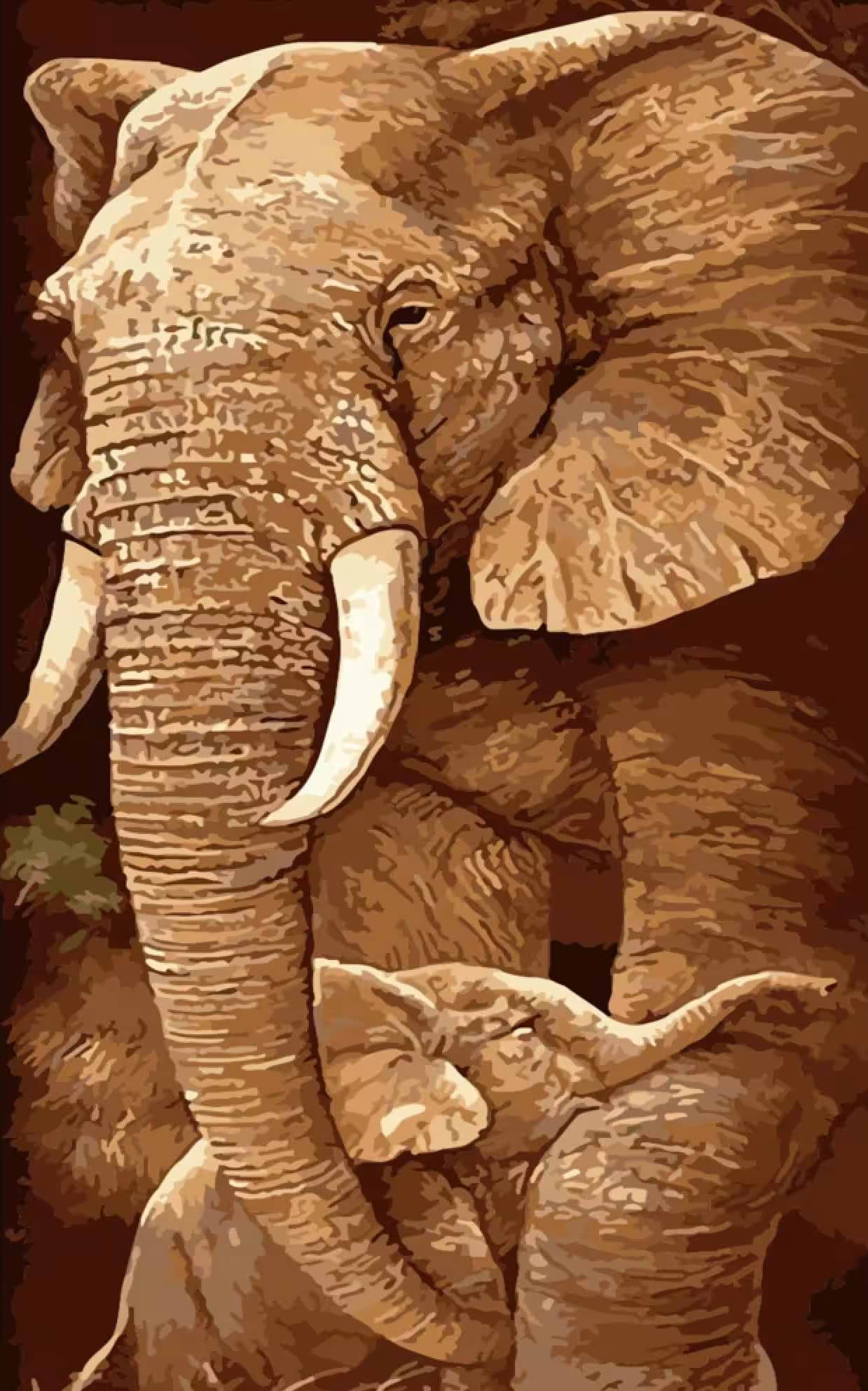 Картина за номерами Strateg Слоник з мамою 50х25 см (WW034)