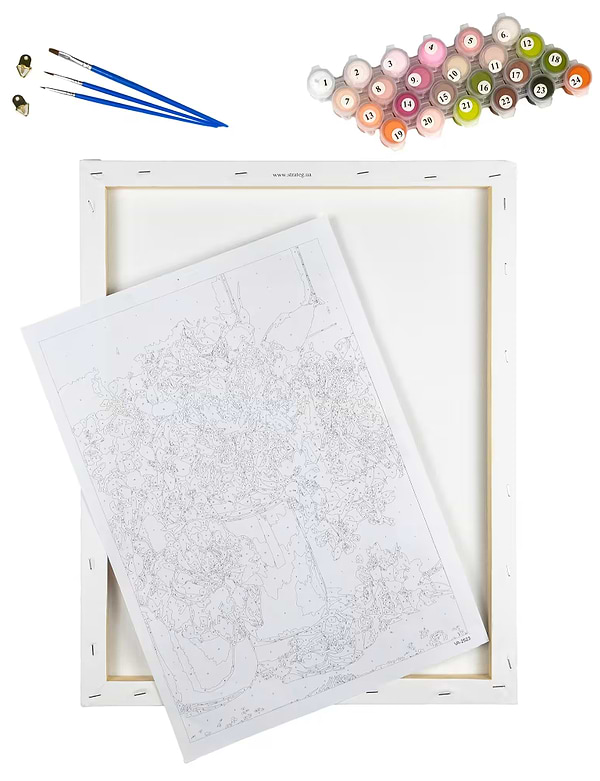 Фото - Картина за номерами Strateg Дівчина в зелені 40х50 см (GS665)