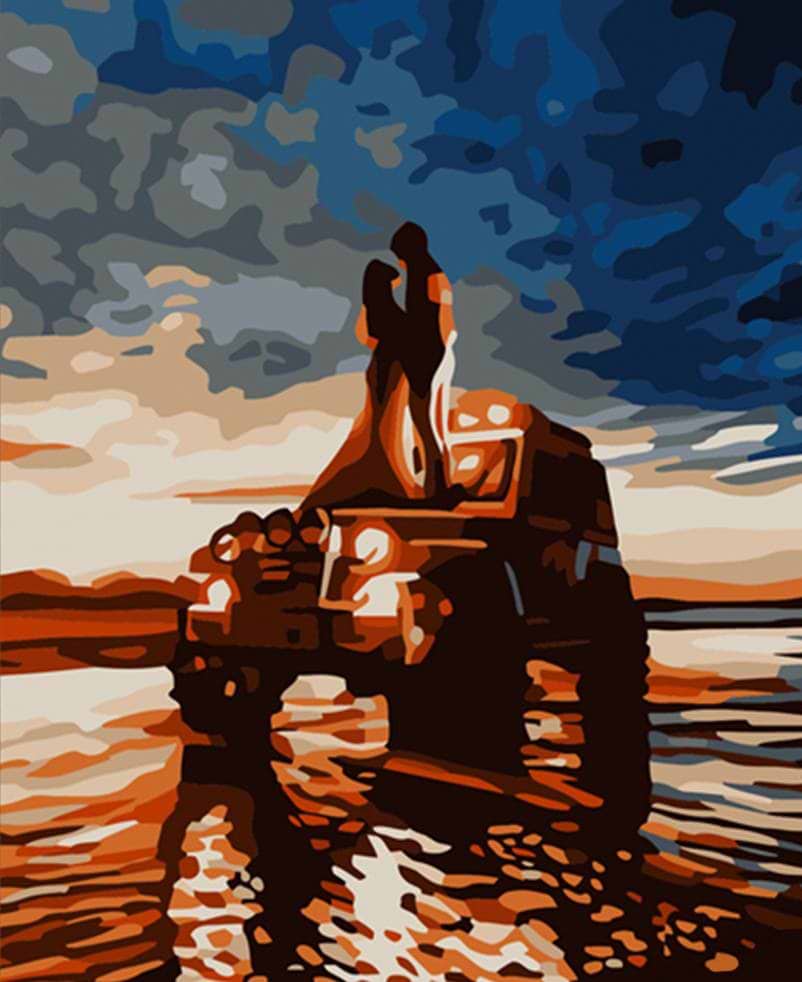 Картина за номерами Strateg Пара на машине 40х50 см (DY306)