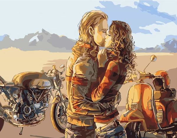 Фото - Картина за номерами Strateg Кохання байкерів 40х50 см (GS391)