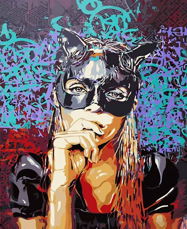 Фото - Картина по номерам Strateg Арт Женщина-кошка 40х50 см (GS557)