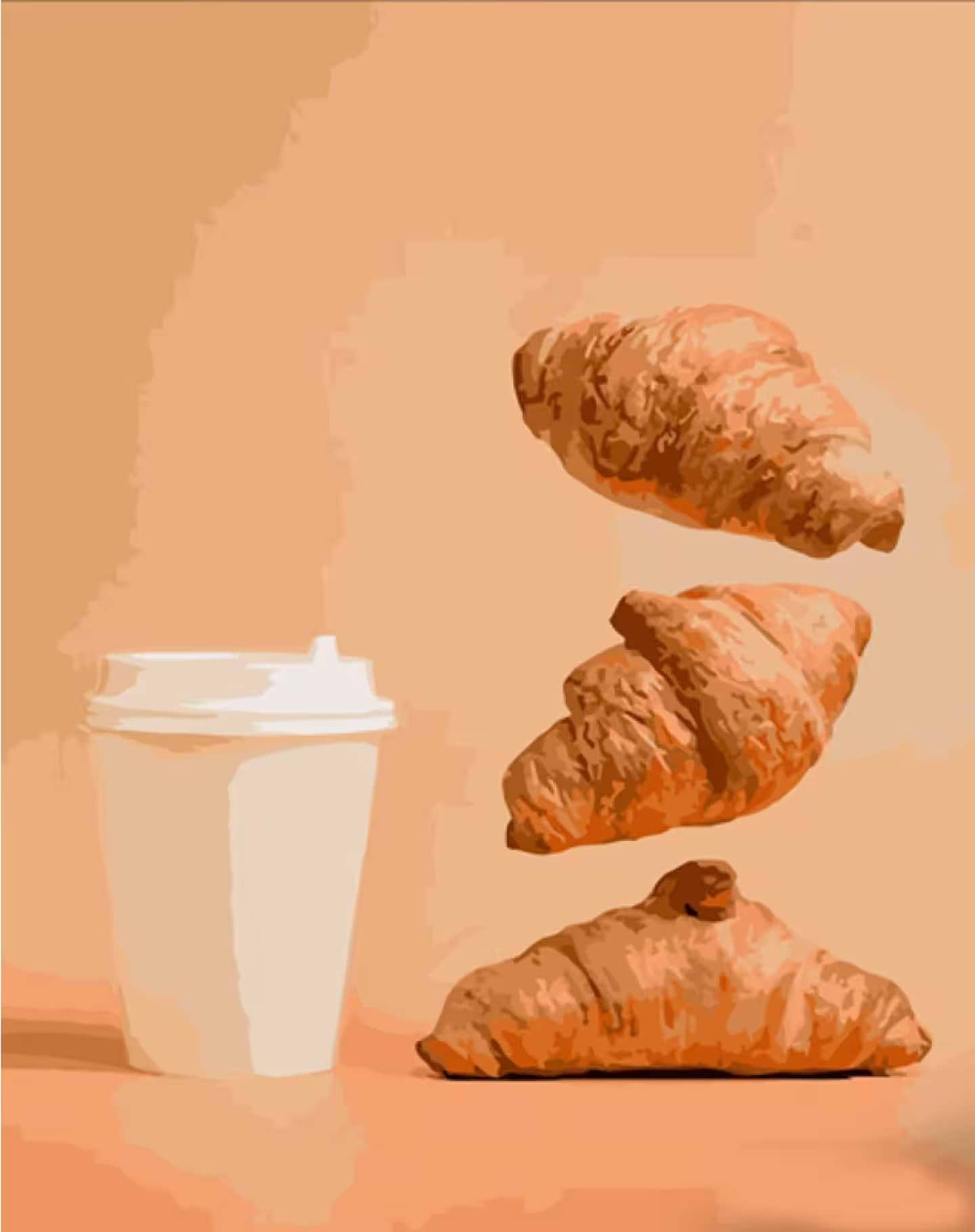 Картина за номерами Strateg Круасани та кава з собою 40х50 см (DY336)