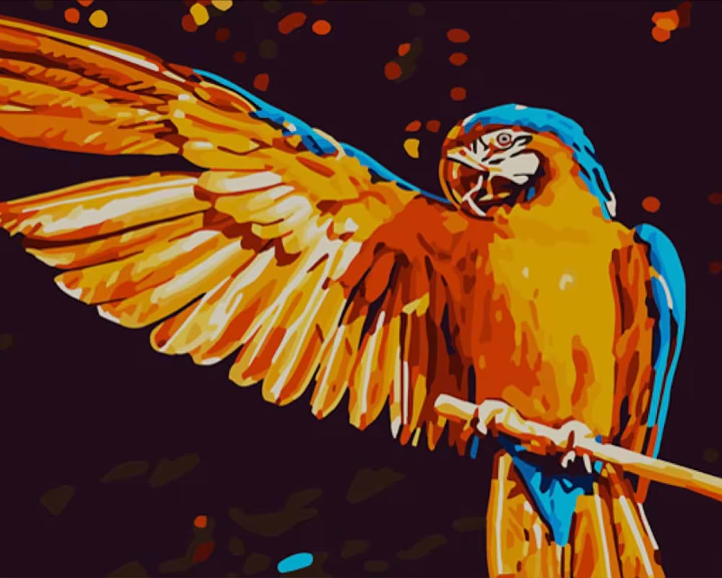 Картина за номерами Strateg Яскравий папуга 40х50 см (GS787)