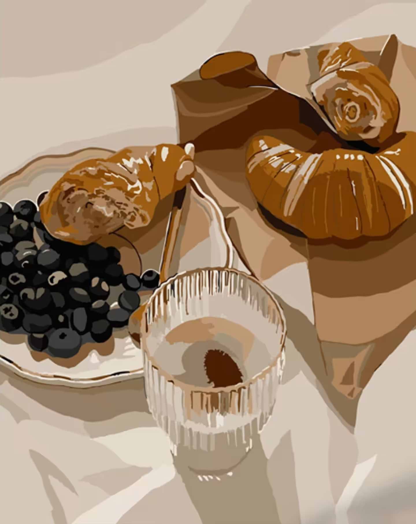 Картина за номерами Strateg Ранкові круасани 40х50 см (GS811)