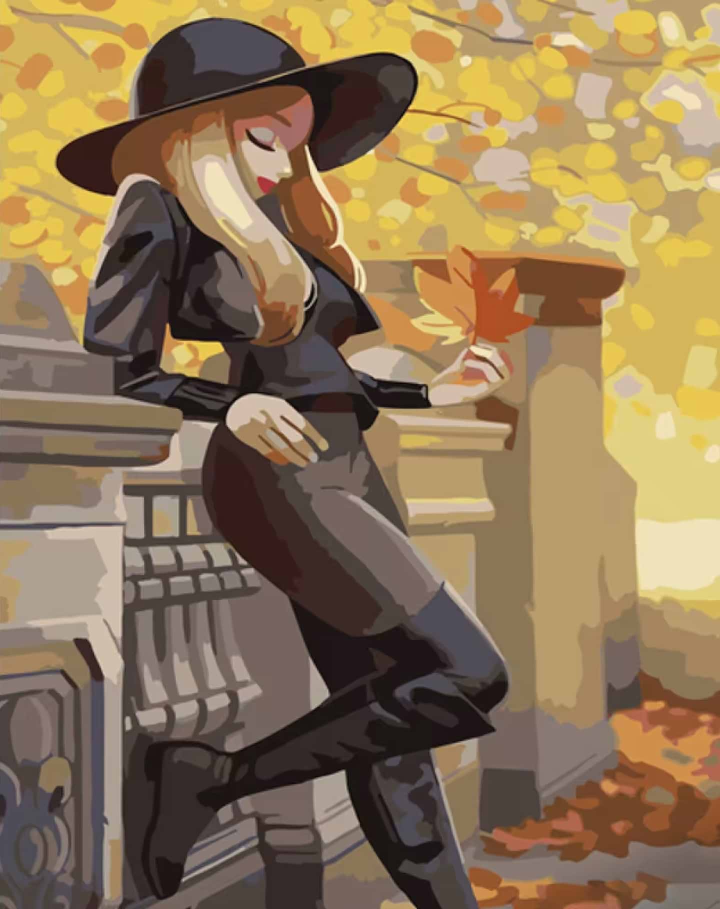 Картина за номерами Strateg Жінка в чорному 40х50 см (GS864)