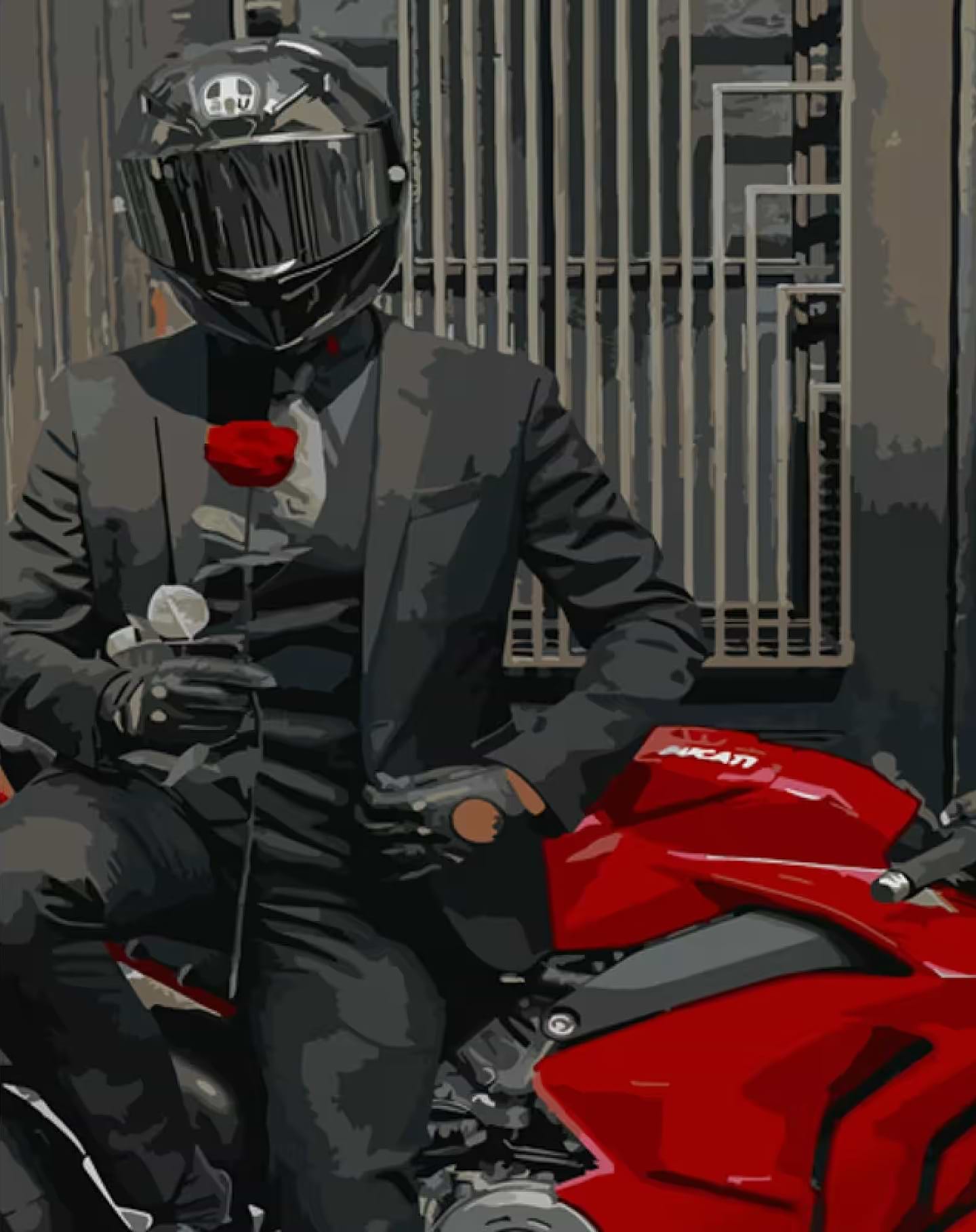 Картина за номерами Strateg Коханий на байку 40х50 см (GS1032)