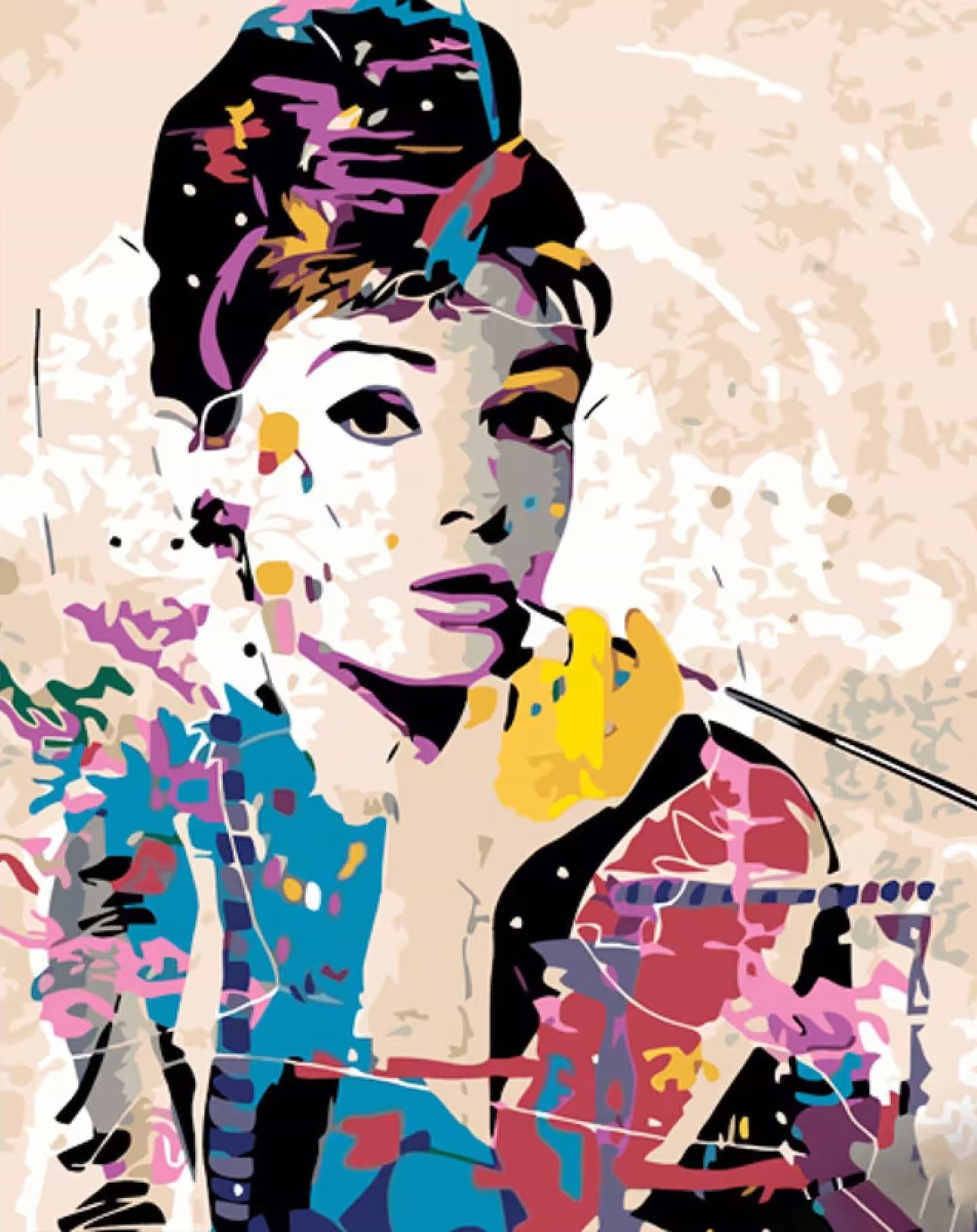 Картина за номерами Strateg Кольорова Одрі Хепберн 40х50 см (GS1077) - Фото 1