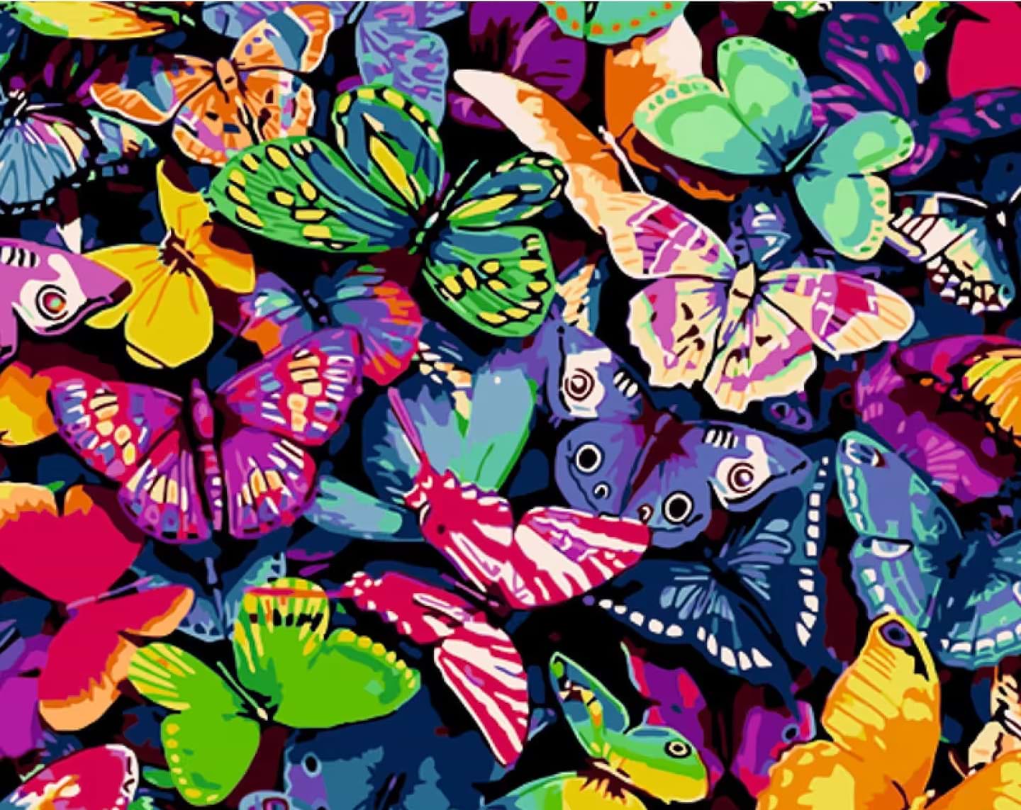 Картина по номерам Strateg Разноцветные бабочки 40х50 см (GS1123)