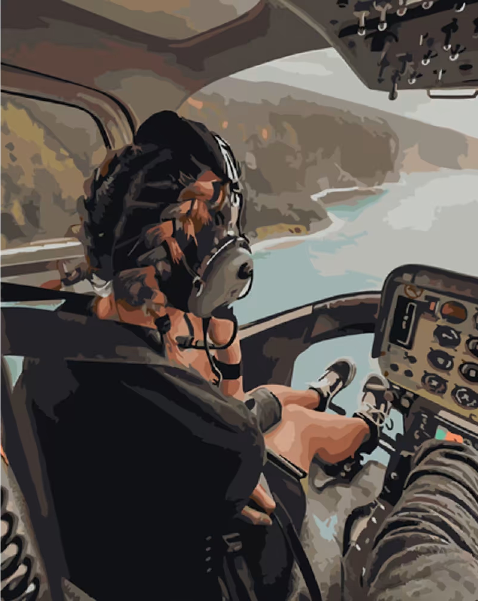 Картина за номерами Strateg Дівчина-пілотка з косичками 40х50 см (GS1271)