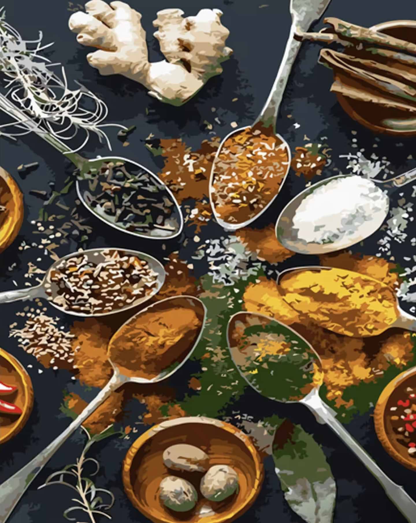 Картина за номерами Strateg Прянощі 40х50 см (GS1308)